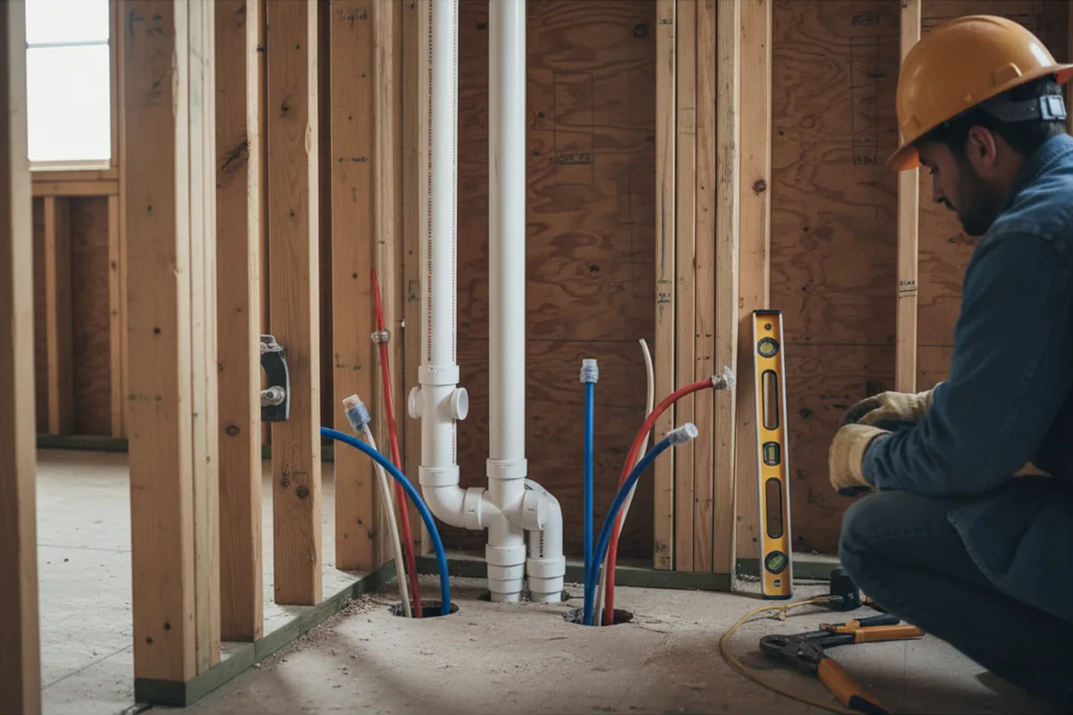 Drain and supply rough-in during Leak Detection in Scotch Plains